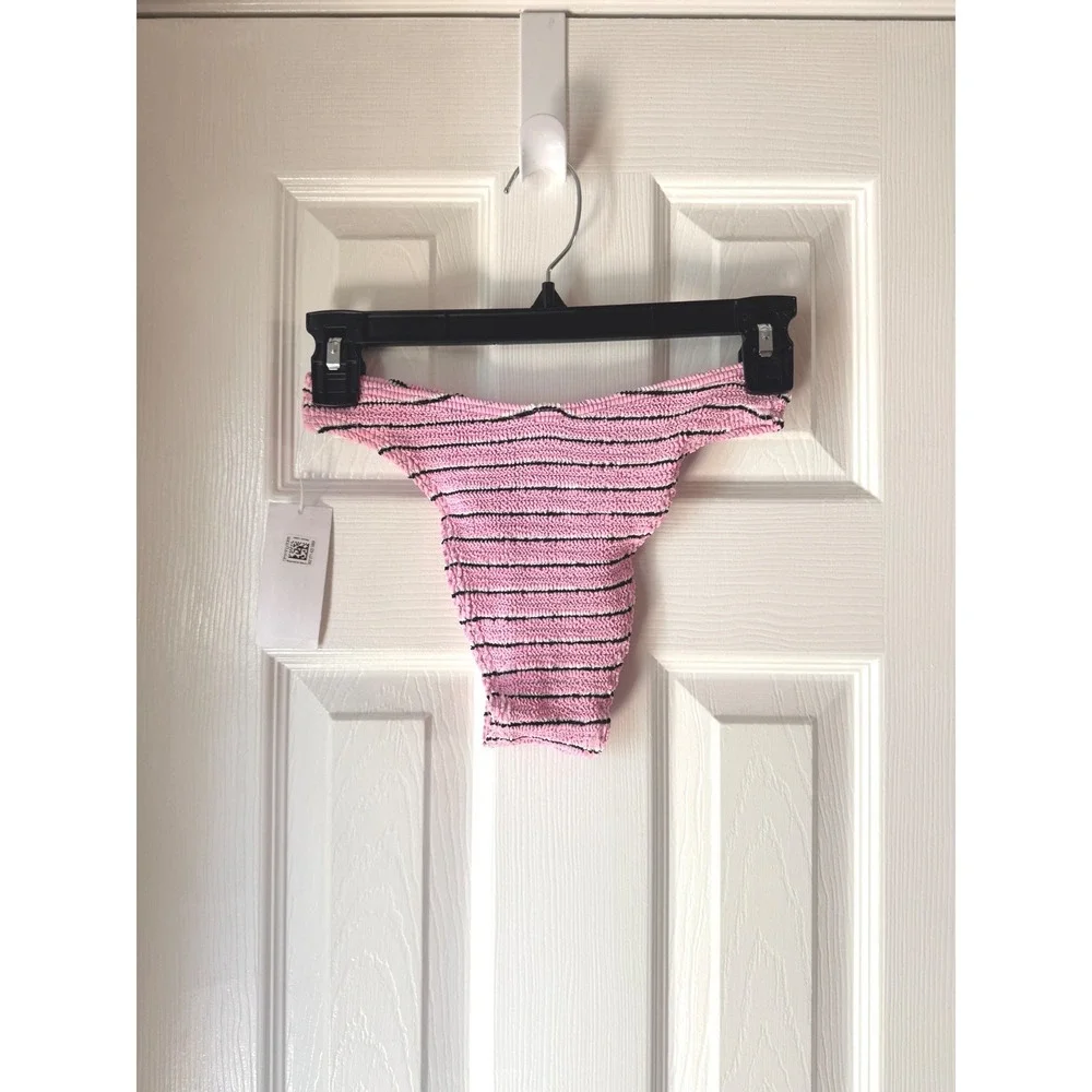 Bond-eye Sign Brief Bikini Bottom Pastel Pink Be Stripe Crinkle OS NEW